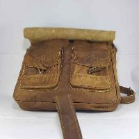 Himalayan Yak Leather Cross Shoulder Bag [3 Pocket], [2 Leather Button Lock], [1 Leather Stipe Lock]