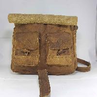 Himalayan Yak Leather Cross Shoulder Bag [3 Pocket], [2 Leather Button Lock], [1 Leather Stipe Lock]