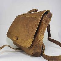 Himalayan Yak Leather Cross Shoulder Bag [3 Pocket], [2 Leather Button Lock], [1 Leather Stipe Lock]