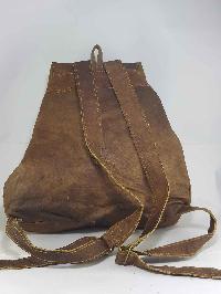 Himalayan Yak Leather Backpack Bag [3 Pocket], [2 Button Lock], [leather Lace], [1 Leather Stripe Lock]