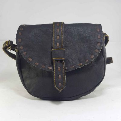 Himalayan Yak Leather Shoulder Bag [1 Zip], [1 Pocket], [leather Strip Lock]