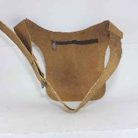 Himalayan Yak Leather [waist Bag], [1 Zip], [2 Pocket], [button Lock]