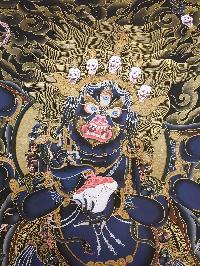 Black Mahakala Tibetan Hand Painted Thangka [real Gold]