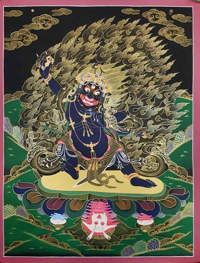 Vajrapani [chana Dorje] Tibetan Hand Painted Thangka [real Gold]