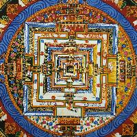 Kalachakra Hand Painted Tibetan Thangka [medium Small], [green]
