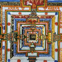 Kalachakra Hand Painted Tibetan Thangka [medium Small], [green]