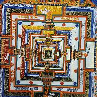 Kalachakra Hand Painted Tibetan Thangka [medium], [yellow]
