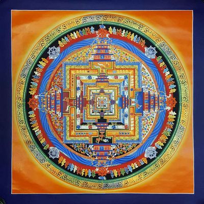 Kalachakra Mandala Hand Made Tibetan Thangka [medium Large], [yellow]