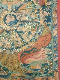 Wheel Of Life Hand Made Tibetan Thangka [smoke Antique]
