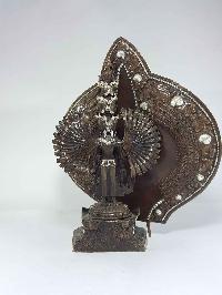 Sahasrabhuja Avalokitesvara Tibetan State [silver Plated Oxidized]