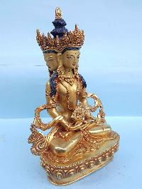 Three Faced God - Tibetan Handmade Statue [full Fire Gold Plated], [painted Face]