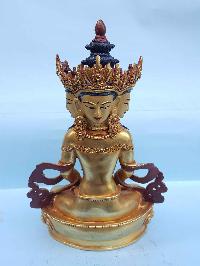 Three Faced God - Tibetan Handmade Statue [full Fire Gold Plated], [painted Face]
