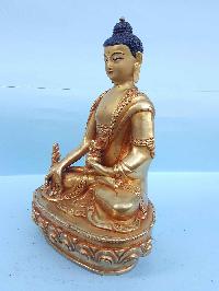 Medicine Buddha - Tibetan Handmade Statue [full Fire Gold Plated], [painted Face]