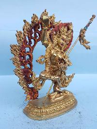 Vajravarahi - Dorje Phagmo Yogini Tibetan Handmade Statue [last From The Mold], [full Fire Gold Plated], [painted Face]