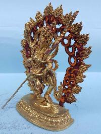 Vajravarahi - Dorje Phagmo Yogini- Tibetan Handmade Statue [last From The Mold], [full Fire Gold Plated], [painted Face]