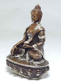 Statue Of Shakyamuni Buddha [silver Plated], [chocolate Oxidized]