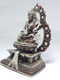 Statue Of Aparimita On A Throne [silver Plated], [chocolate Oxidized], Chepame, Amitayus
