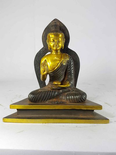 Blessing Buddha - Amoghasiddhi Buddha Statue [sand Casting], [brown Antique]