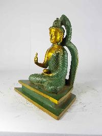 Blessing Buddha - Amoghasiddhi Buddha Statue [sand Casting], [green Antique]