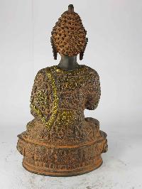 Blessing Buddha - Amoghasiddhi Buddha Statue [sand Casting], [black And Red Antique]