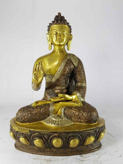 Blessing Buddha - Amoghasiddhi Buddha Statue[sand Casting], [silver Brown Antique]