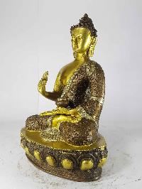 Blessing Buddha - Amoghasiddhi Buddha Statue[sand Casting], [silver Brown Antique]