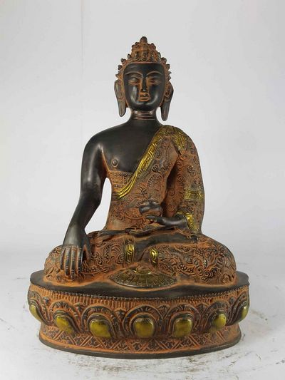 Shakyamuni Buddha Statue [sand Casting], [black And Red Antique]