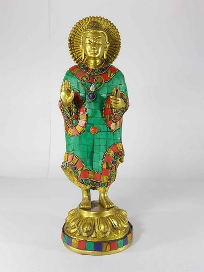 Blessing Buddha - Amoghasiddhi Buddha Statue [sand Casting], [stone Setting]