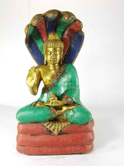 Blessing Buddha - Amoghasiddhi Buddha Statue [sand Casting], [stone Setting]