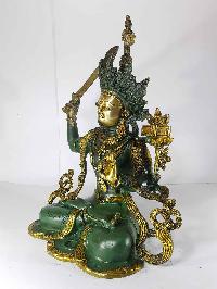 Manjushri Statue [sand Casting], [green Painted]