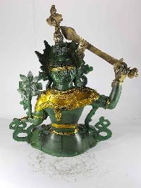 Manjushri Statue [sand Casting], [green Painted]