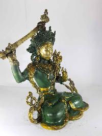 Manjushri Statue [sand Casting], [green Painted]