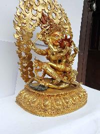 Stilling Mahakala - Four Arms With Consort, [shakti], Yab-yum Statue [full Fire Gold Plated], [big Statue]