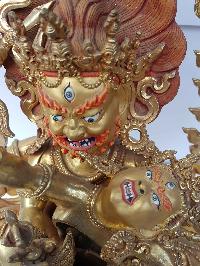 Stilling Mahakala - Four Arms With Consort, [shakti], Yab-yum Statue [full Fire Gold Plated], [big Statue]