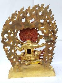 Stilling Mahakala - Four Arms With Consort, [shakti], Yab-yum Statue [full Fire Gold Plated], [big Statue]