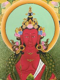 Amitayus, Aparimita Tibetan Hand Painted Buddhist Thangka [real Gold], [traditional Color], Chepame