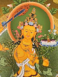 Manjushri Tibetan Hand Painted Buddhist Thangka [real Gold], [traditional Color]