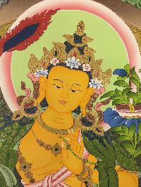 Manjushri Tibetan Hand Painted Buddhist Thangka [real Gold], [traditional Color]