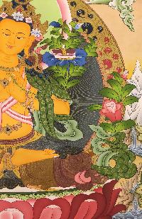 Manjushri Tibetan Hand Painted Buddhist Thangka [real Gold], [traditional Color]