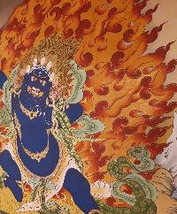 Vajrapani [chana Dorje] Tibetan Hand Painted Buddhist Thangka [real Gold], [traditional Color]