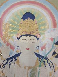 Old Thangka Of Japanese Guanyin [chundi], [chenrezig], [real Gold], [cundi, Chandi]