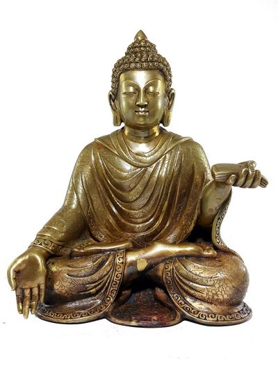[rare Find] Statue Of Sitting Dipankar Buddha [bronze Finishing], [remakable]