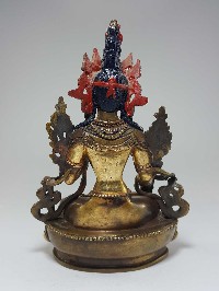 Statue Of White Tara [partly Fire Gold Plated], [painted Face], [good Quality]