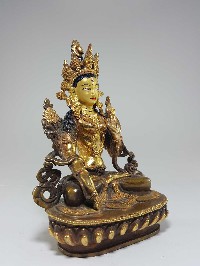 Statue Of White Tara [partly Fire Gold Plated], [painted Face], [good Quality]