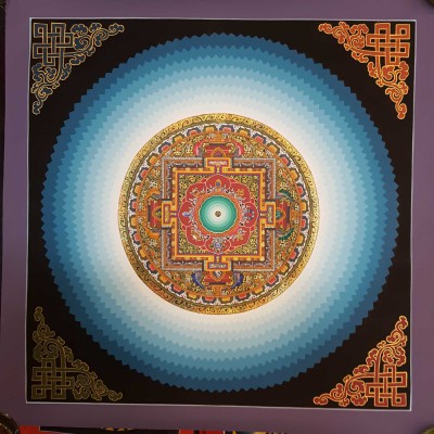 High Quality Real Gold Ashtamangala Mandala With Real Gold Blue