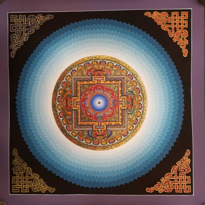 High Quality Real Gold Ashtamangala Mandala With Real Gold Blue