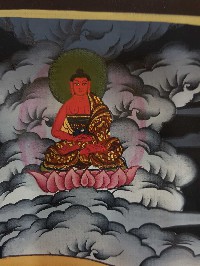 Tibetan Thangka Of Namtose Vaisravana Lion Jambhala, Dzambhala, High Quality Real Gold And Tibetan Colors
