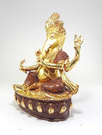 Ganesh Statue [partly Fire Gold Plated], With [painted Face]