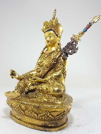 Guru Rinpoche Padmasambhava Statue, Full Fire Gold Plated, With [painted Face]