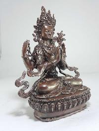 High Quality Statue Of Chenrezig Copper Plated And Chocolate Oxidized